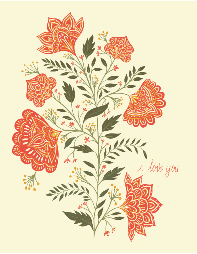 Love You  Flowers Greeting Card