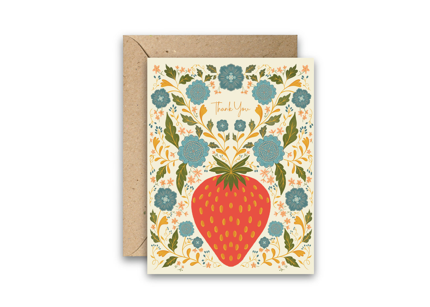 Strawberry Thank You Card | Hand-Illustrated Floral Thank You Greeting Card