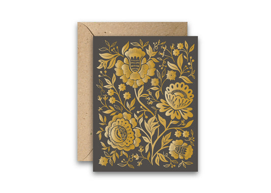 Golden Blooms: Gold Foil Indian Floral All-Occasion Card