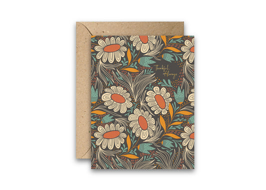 Thankful Always, Gold Foil Thanksgiving & Fall Greeting Card
