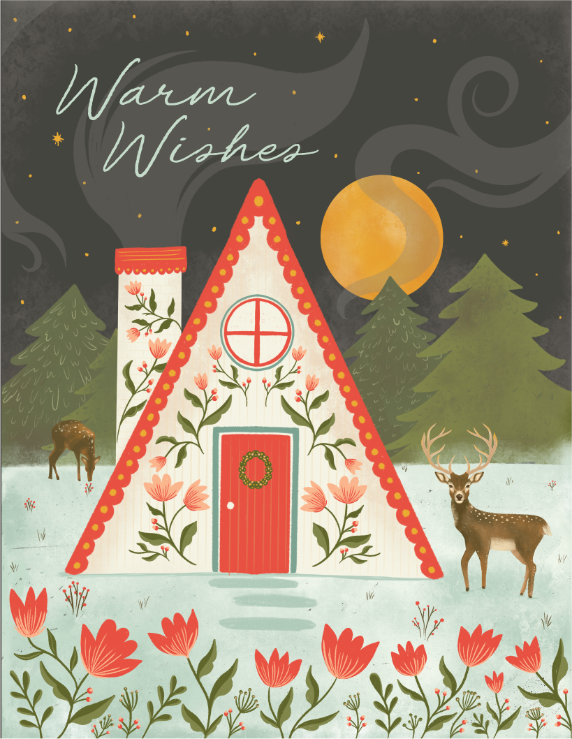 Warm Winter Cabin Christmas Card | Woodland Holiday Card
