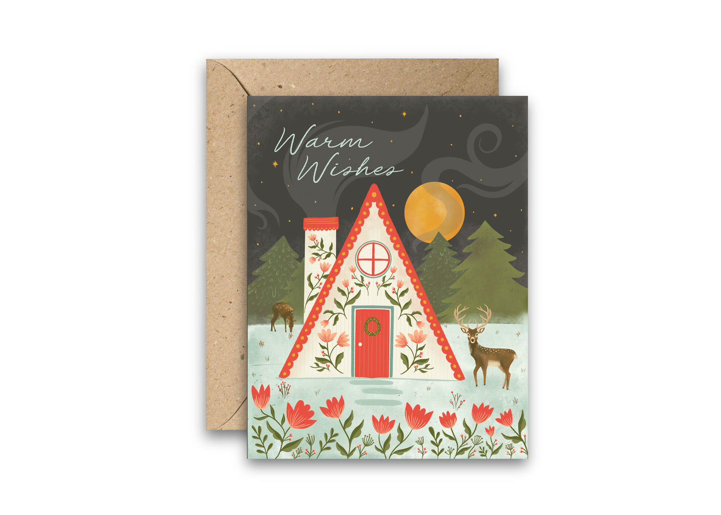 Warm Winter Cabin Christmas Card | Woodland Holiday Card