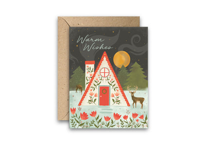 Warm Winter Cabin Christmas Card | Woodland Holiday Card