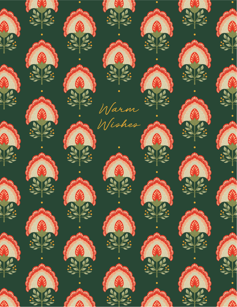 Warm Wishes Floral Christmas Card | Red Vines Holiday Card