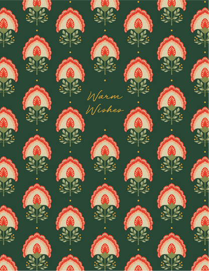 Warm Wishes Floral Christmas Card | Red Vines Holiday Card