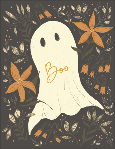Halloween Ghosts Card | Whimsical Boo Card
