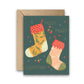 Christmas Morning Stockings Gold Foil Greeting Card