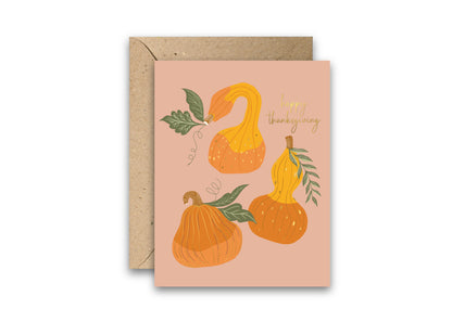 Thanksgiving Gourds Gold Foil Greeting Card