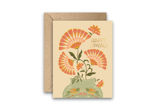 Diwali Bouquet Gold Foil Greeting Card