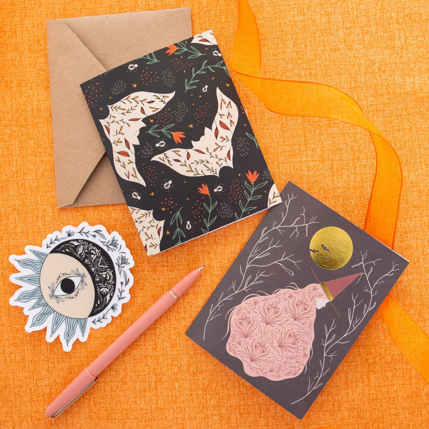 Witch's Moon Gold Foil Greeting Card