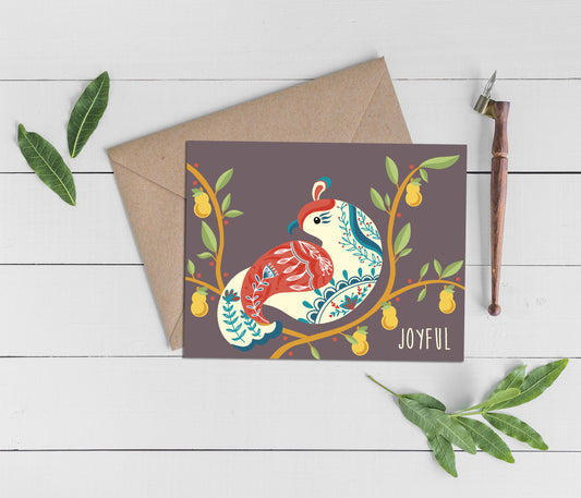 Joyful Partridge Greeting Card