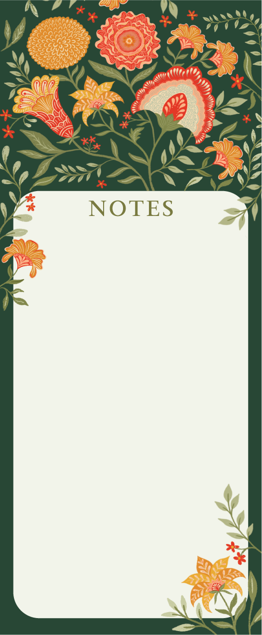 Green Botanical Floral List Notepad