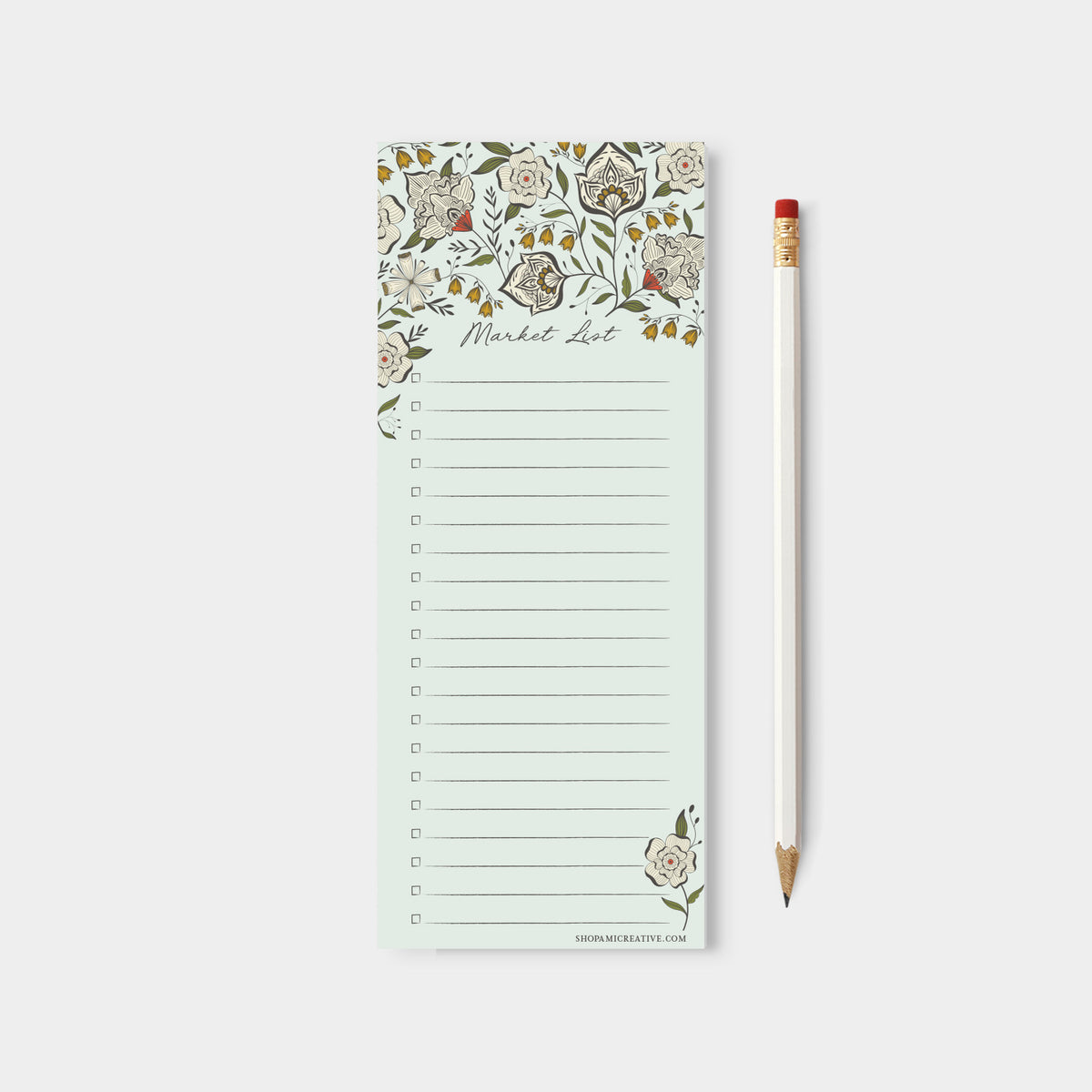 English Garden Market List Notepad | Floral Grocery List Pad