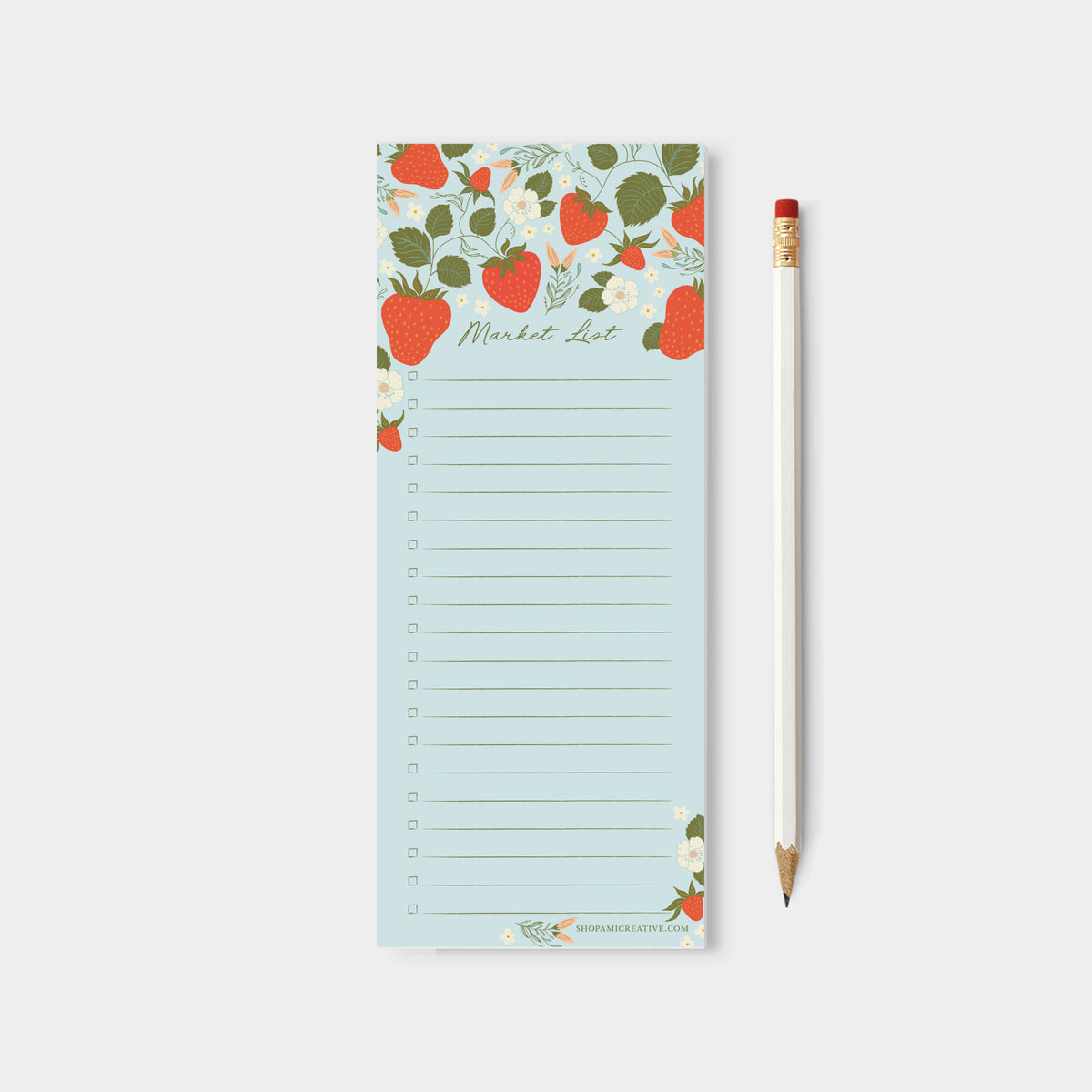 Strawberry Garden Market List Notepad | Grocery List Pad