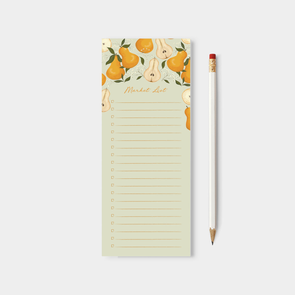 Pear Garden Market List Notepad | Fruit Grocery List Pad