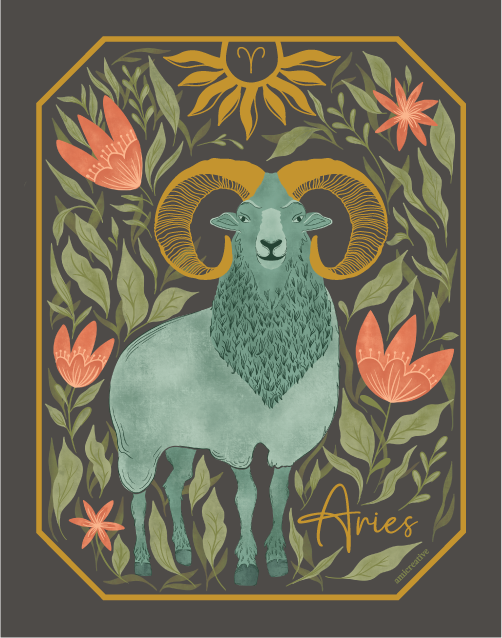 Aries Zodiac Gold Metallic 4" Vinyl Sticker