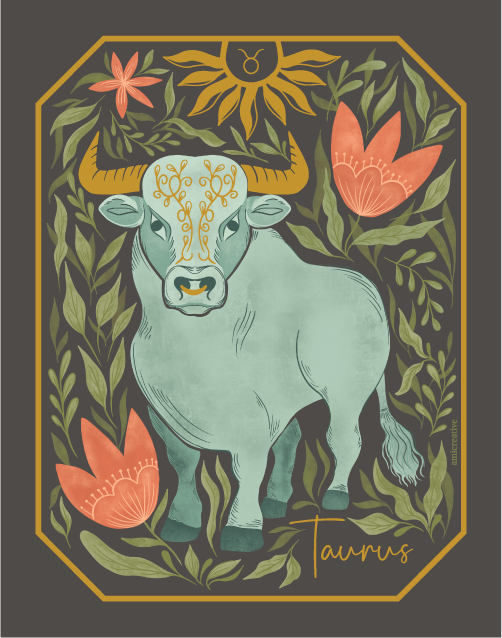 Taurus Zodiac Gold Metallic 4" Vinyl Sticker