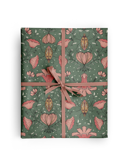 Love Bugs Floral Wrapping Paper