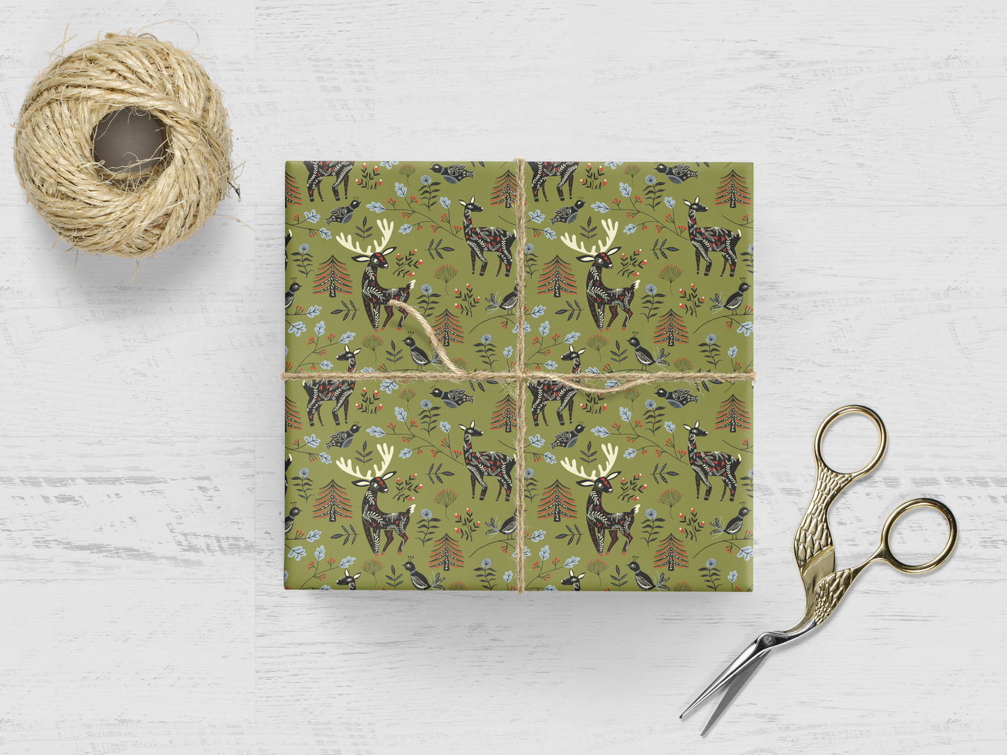 Winter Folk Animals  Wrapping Paper