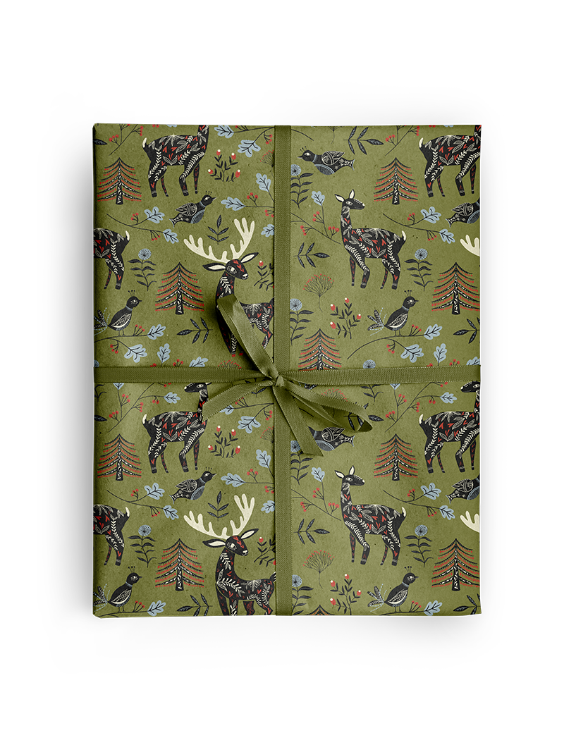 Winter Folk Animals  Wrapping Paper