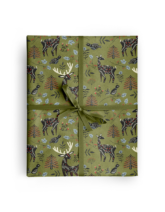 Winter Folk Animals  Wrapping Paper