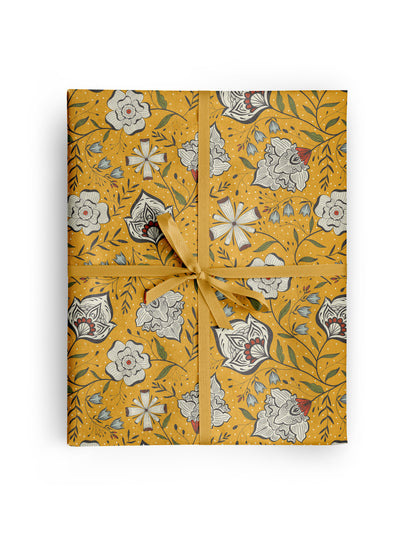 Ochre Garden Wrapping Paper Roll: 20x29 | 3 Sheets/Roll