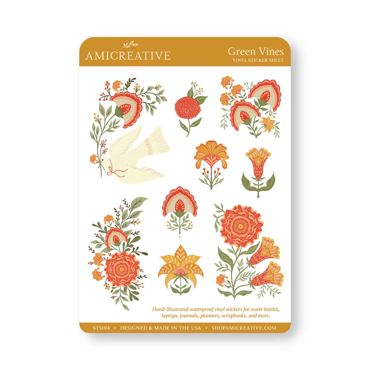 Green Vines clear vinyl sticker sheet by Amicreative