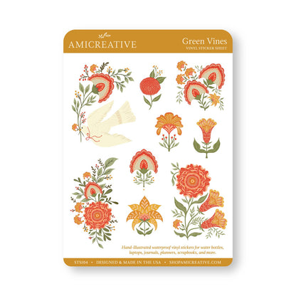 Green Vines clear vinyl sticker sheet by Amicreative