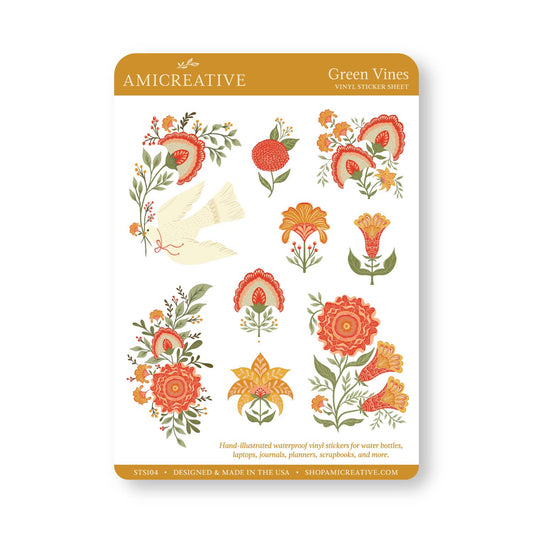 Green Vines clear vinyl sticker sheet by Amicreative