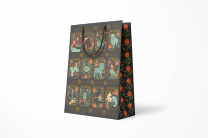 Zodiac Garden Large Gift Bag, hand-illustrated zodiac signs and garden florals by Amita Nair