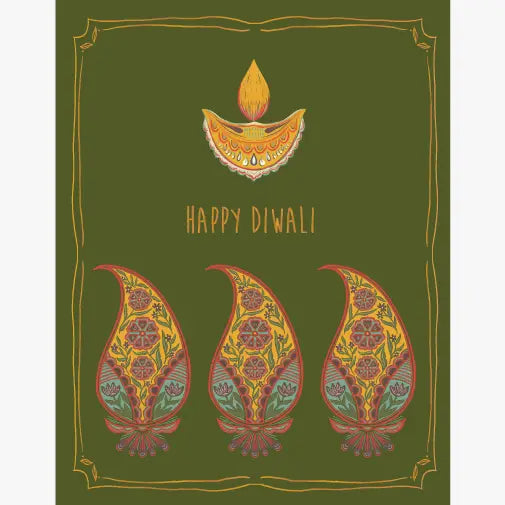 Diwali Lamp Gold Foil Diwali Greeting Card