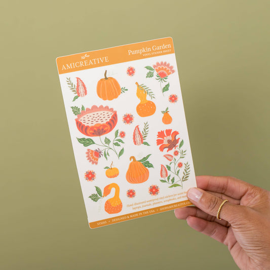 Pumpkin Garden Sticker Sheet | Fall Clear Vinyl Stickers