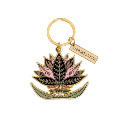 Lotus Enamel Keychain