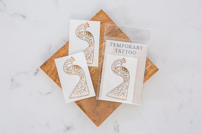 3" Metallic Peacock Temporary Tattoo