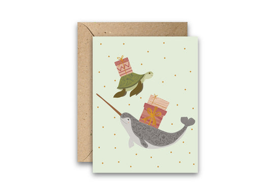 Sea Greetings Gold Foil Greeting Card
