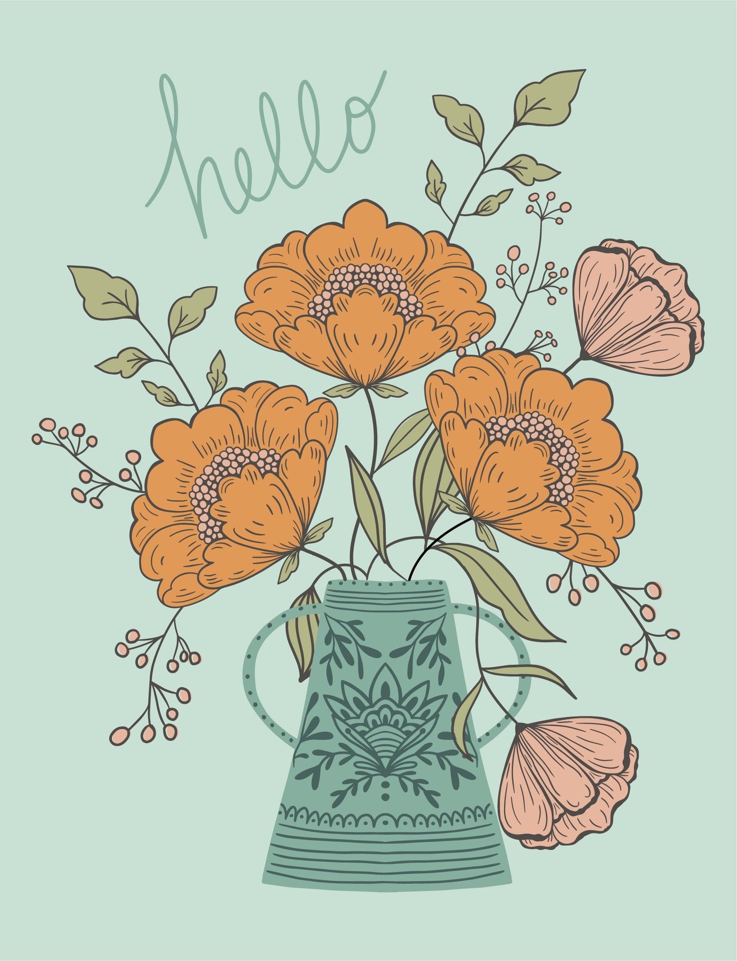 Hello Flowers Greeting Card