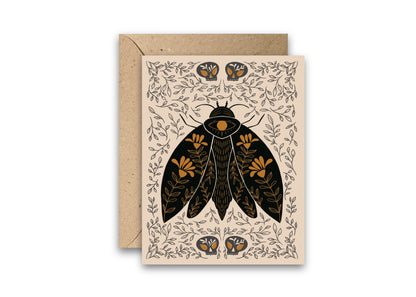 Grey Vines Moth Greeting Card