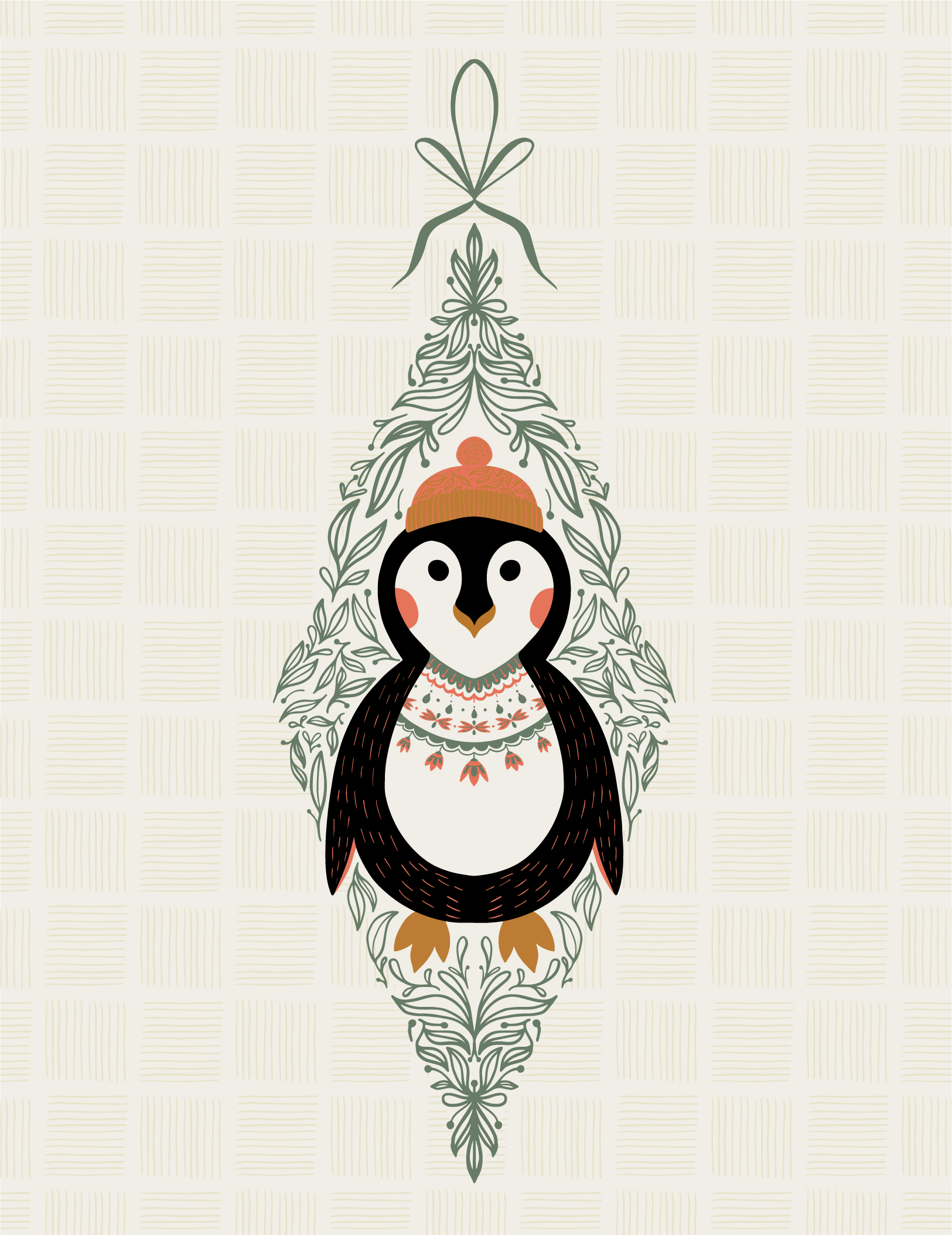 Holiday Penguin Greeting Card