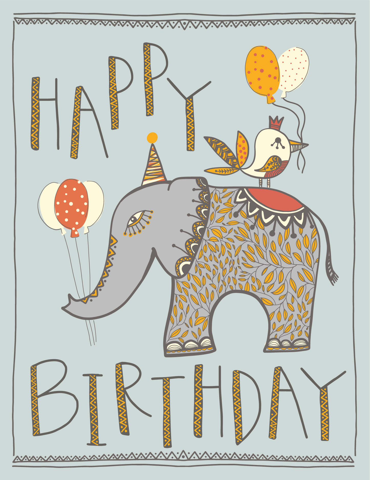 Elephant Birthday Greeting Card