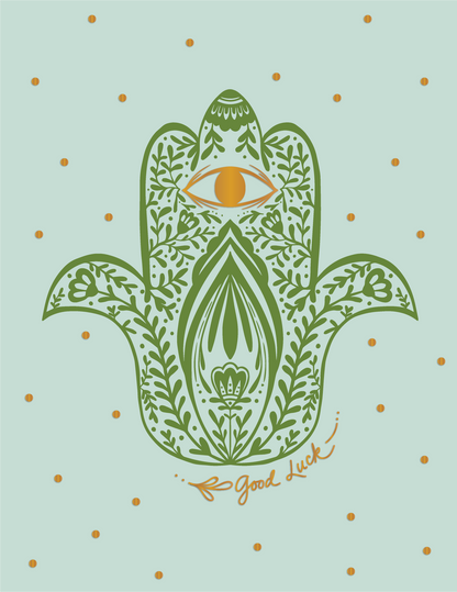 Gold Foil Good Luck Hamsa Greeting Card