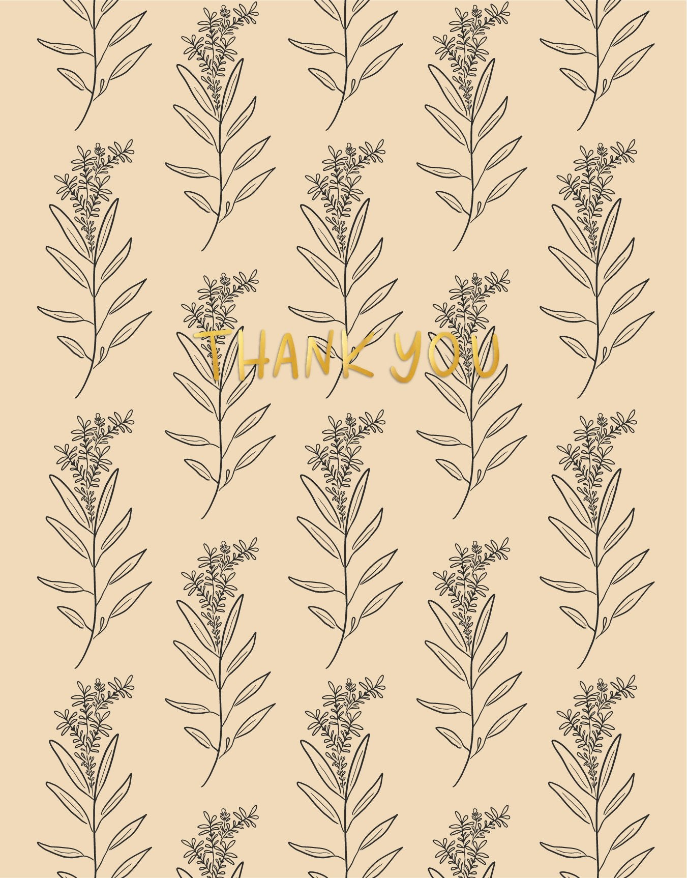 Thank You Ferns Gold Foil Greeting Card