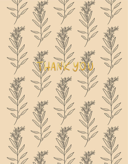Thank You Ferns Gold Foil Greeting Card