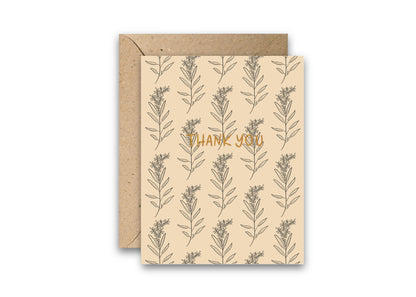 Thank You Ferns Gold Foil Greeting Card