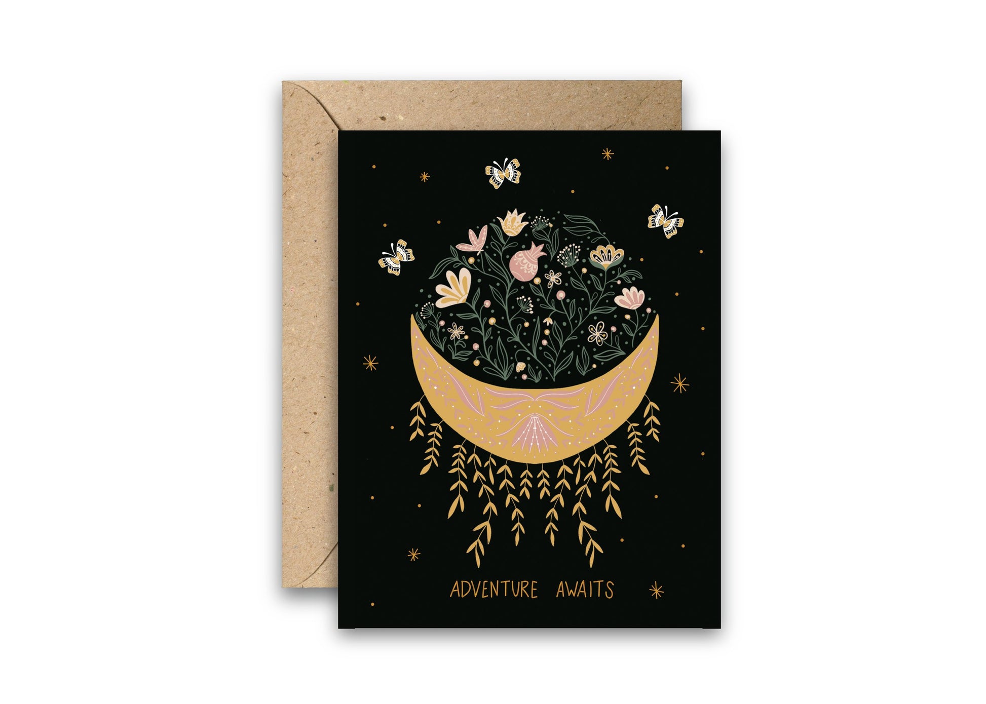 Adventure Moon Gold Foil Greeting Card