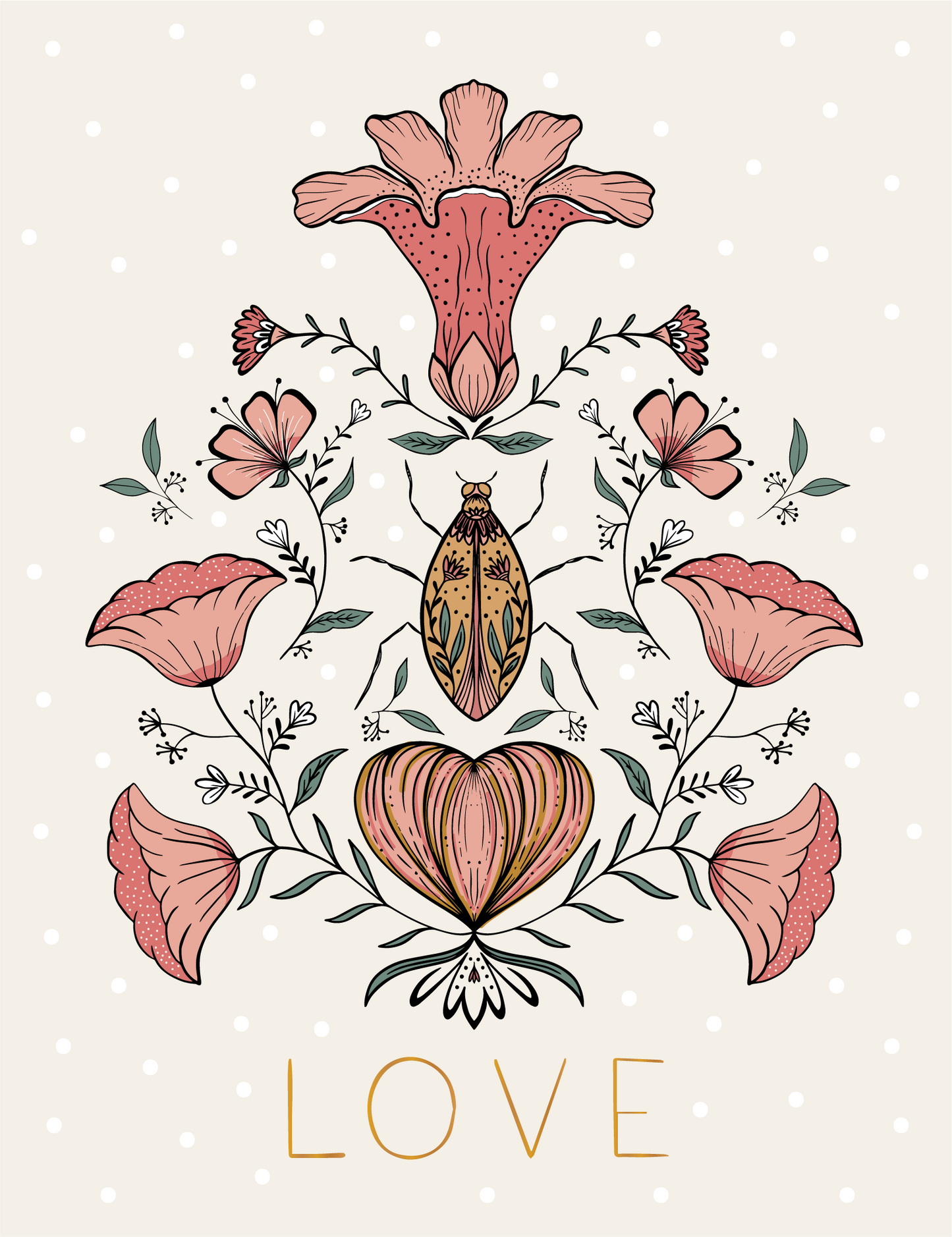 Love Bug Gold Foil Greeting Card