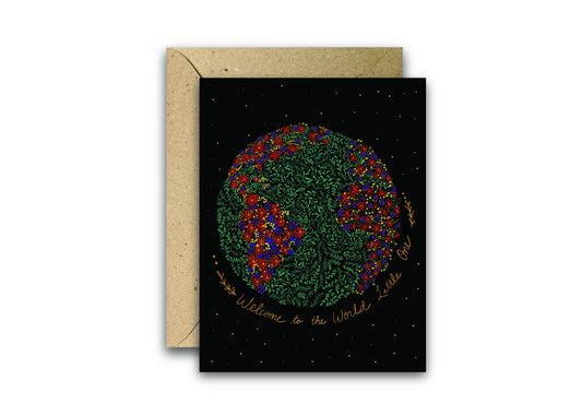 Welcome to the World Gold Foil Greeting Card