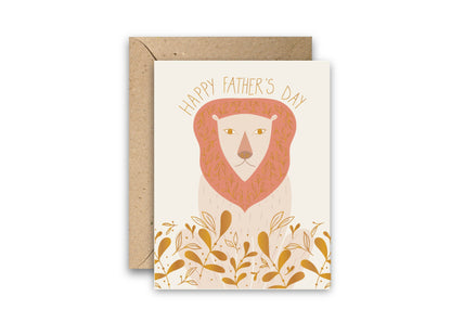 Father's Day Lion Gold Foil Greeting Card