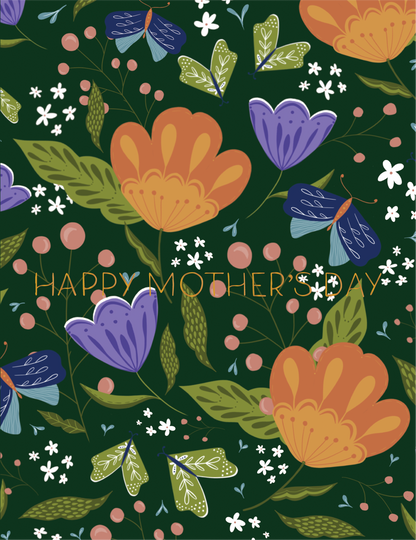 Mother's Day Flowers Gold Foil Greeting Card