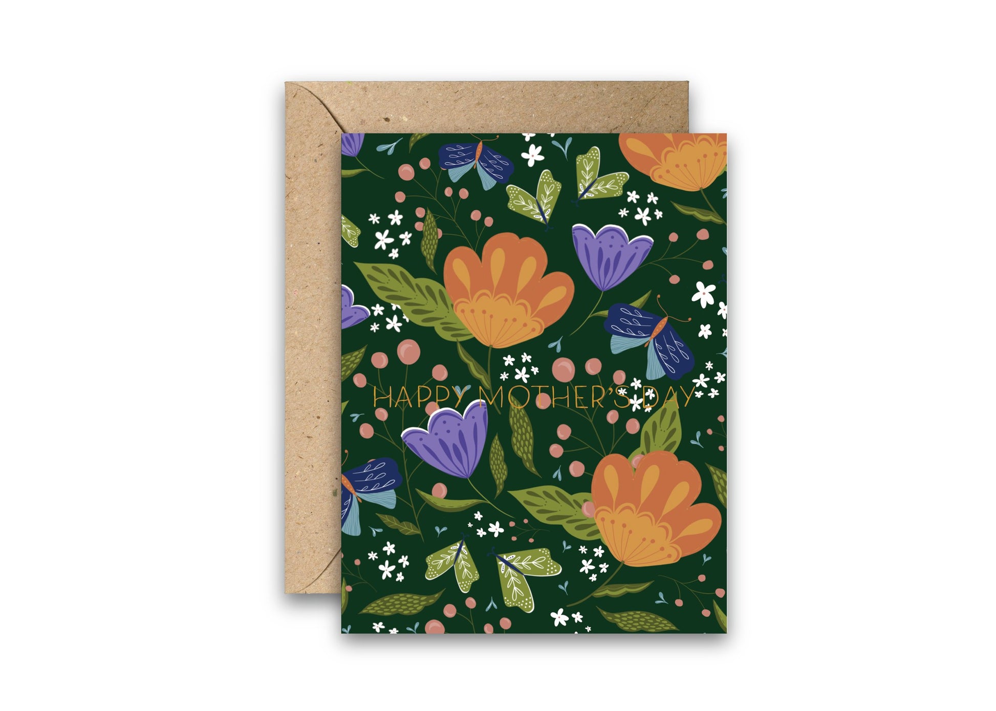 Mother's Day Flowers Gold Foil Greeting Card