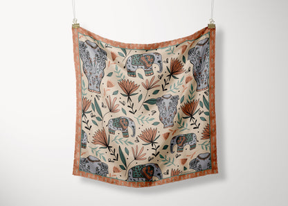 Elephant Jungle Silk Scarf